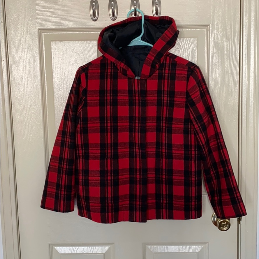 Kate Spade Saturday Red Plaid Hooded Coat